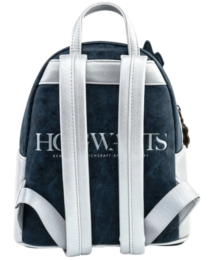 More Than Diecast Harry Potter Hogwarts Castle mini-backpack with silver straps and Hogwarts text detail. Faux leather and suede.