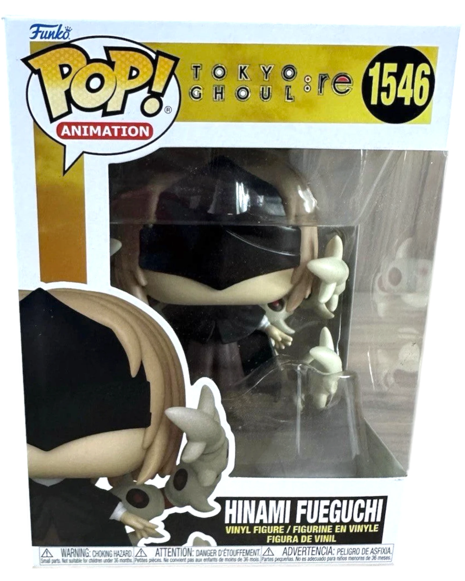 More Than Diecast Funko Pop! Vinyl: Tokyo Ghoul - Hinami Fueguchi #1546 figure in box. Features blonde hair, black outfit, and signature Funko Pop! style.