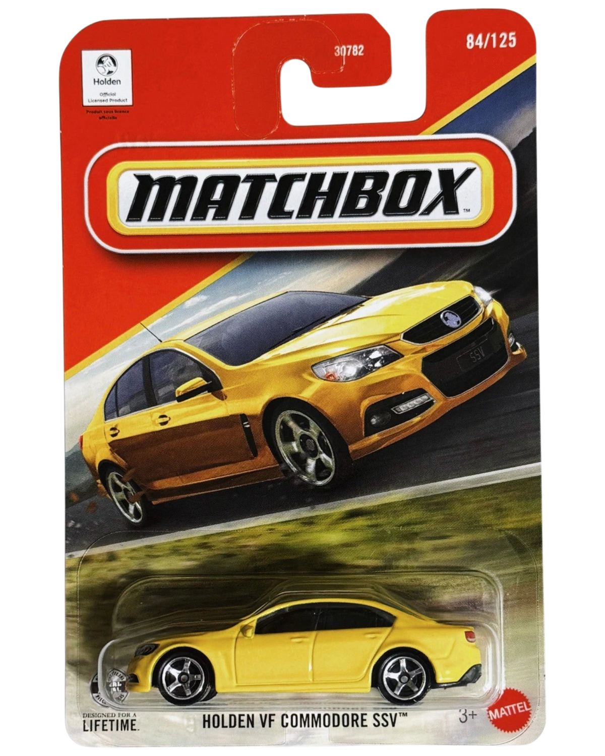 More Than Diecast Matchbox 1:64 scale yellow Holden VF Commodore SSV die-cast car in original blister packaging