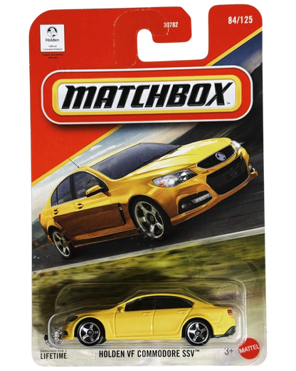 More Than Diecast Matchbox 1:64 scale yellow Holden VF Commodore SSV die-cast car in original blister packaging