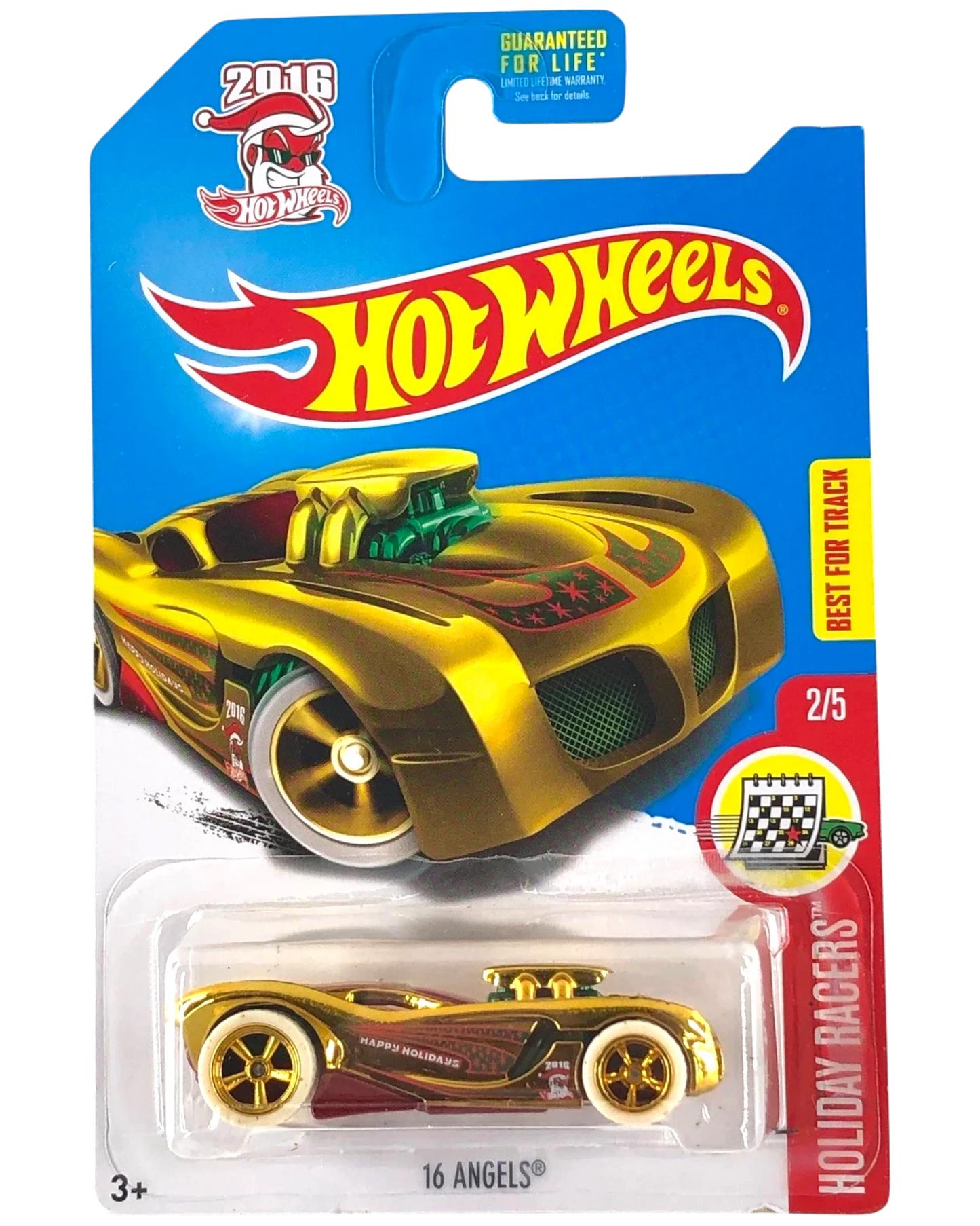 More Than Diecast Hot Wheels 16 Angels gold Super Treasure Hunt die-cast car in original 2016 Holiday Racers packaging