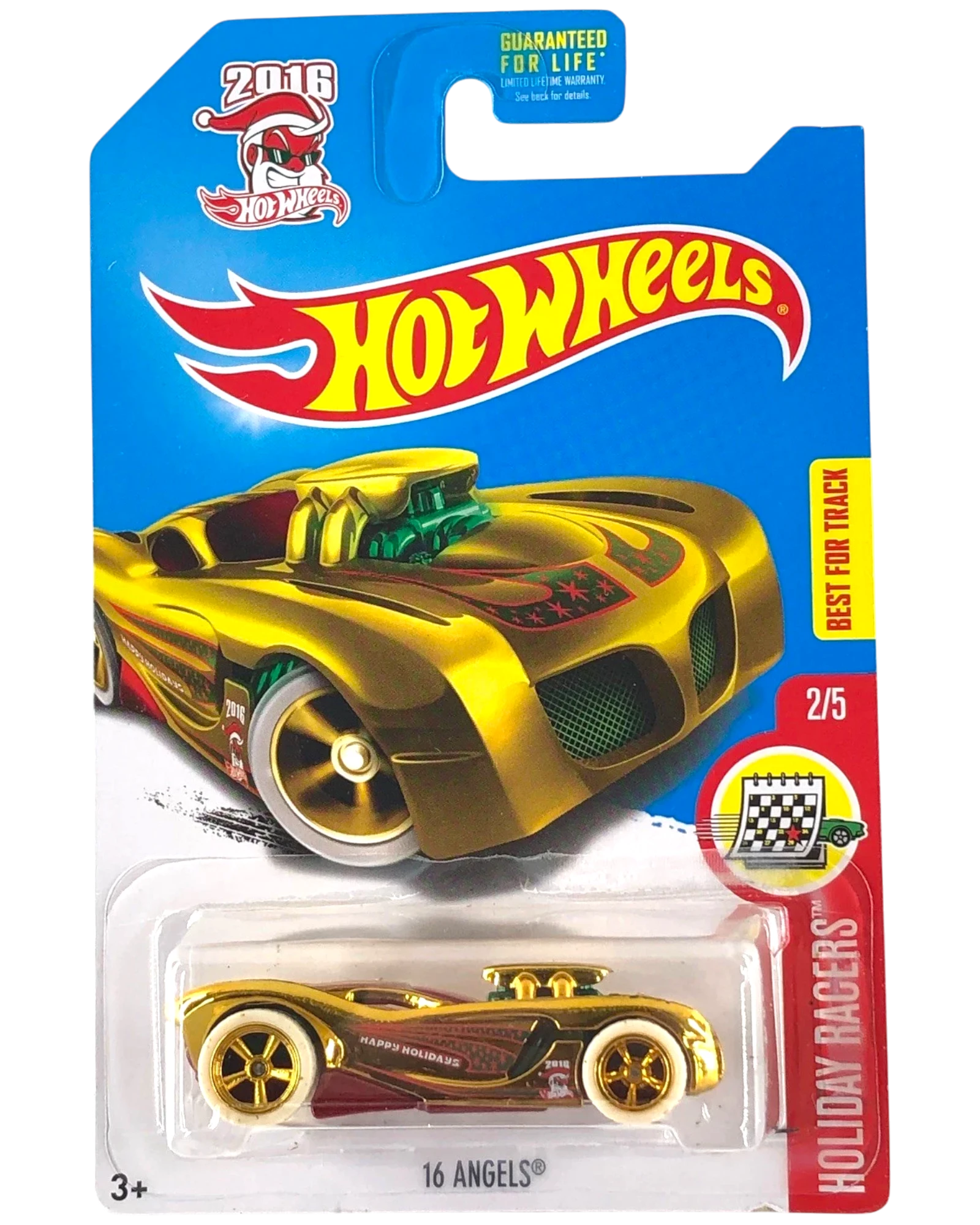 More Than Diecast Hot Wheels 16 Angels gold Super Treasure Hunt die-cast car in original 2016 Holiday Racers packaging