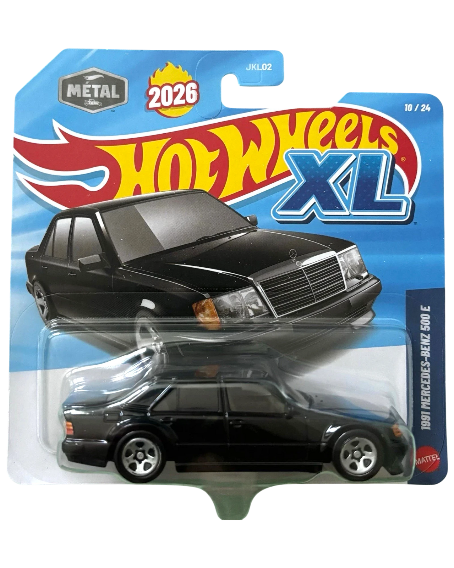 More Than Diecast Hot Wheels XL 1991 Mercedes-Benz 500 E 1:43 scale die-cast car in black.