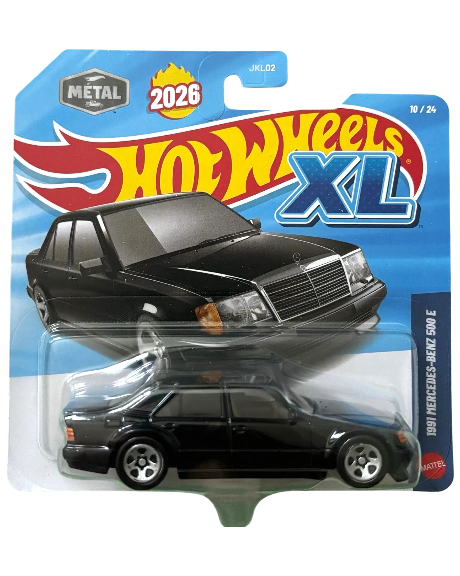 More Than Diecast Hot Wheels XL 1991 Mercedes-Benz 500 E 1:43 scale die-cast car in black.