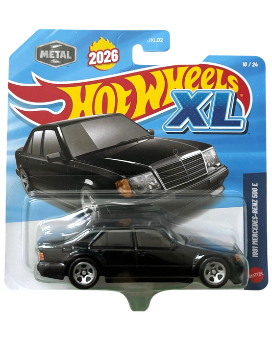 More Than Diecast Hot Wheels XL 1991 Mercedes-Benz 500 E 1:43 scale die-cast car in black.