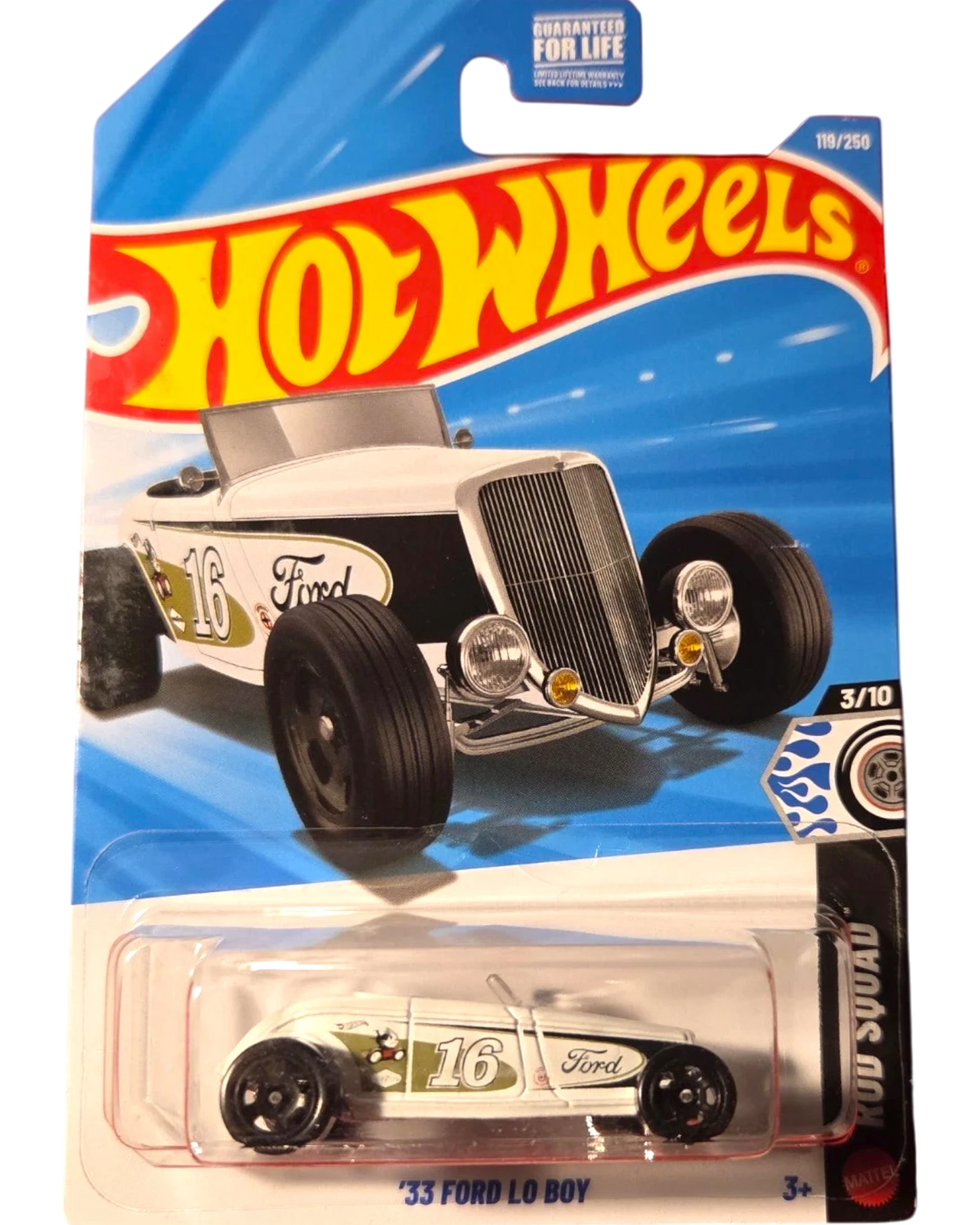 More Than Diecast Hot Wheels 33 Ford Lo Boy white die-cast car in original blister pack packaging