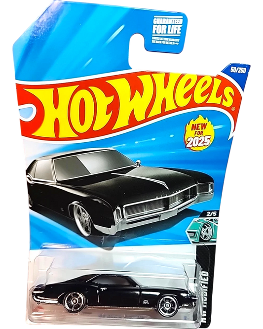 More Than Diecast Hot Wheels HW Modified '66 Buick Riviera diecast car in black with chrome accents.