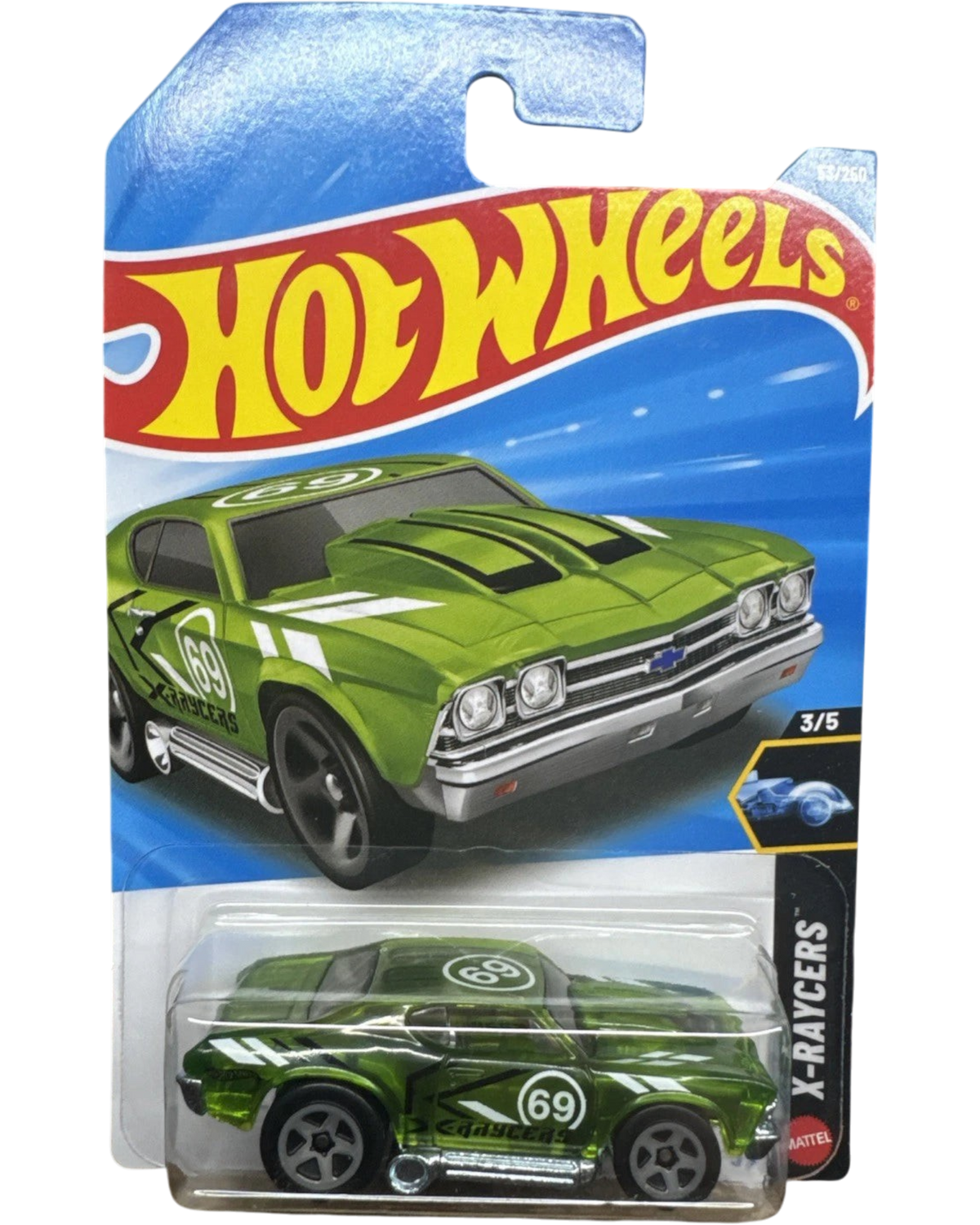 More Than Diecast Hot Wheels 69 Chevelle X-Racers 1:64 scale green muscle car in original blister card packaging