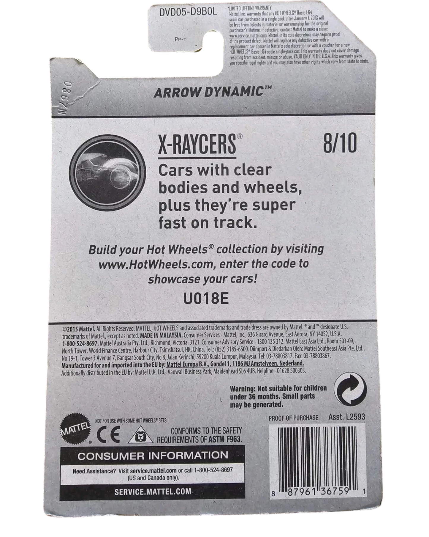 More Than Diecast 2017 Arrow Dynamic X-Raycers 8/10 Hot Wheels treasure hunt toy car packaging.
