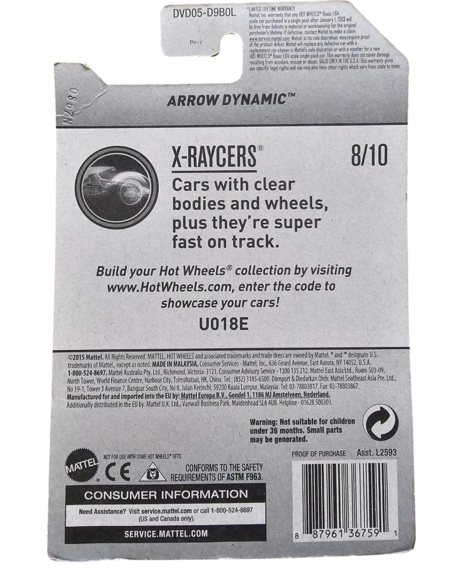 More Than Diecast 2017 Arrow Dynamic X-Raycers 8/10 Hot Wheels treasure hunt toy car packaging.