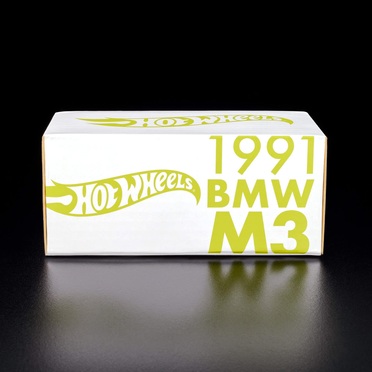 More Than Diecast Hot Wheels RLC 1991 BMW M3 white display box with olive green branding on a black background