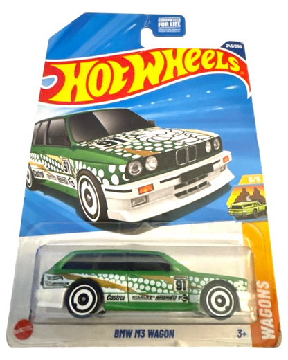 More Than Diecast Hot Wheels 2025 BMW M3 Wagon, green with white polka dots and gold accents, 5/5 series