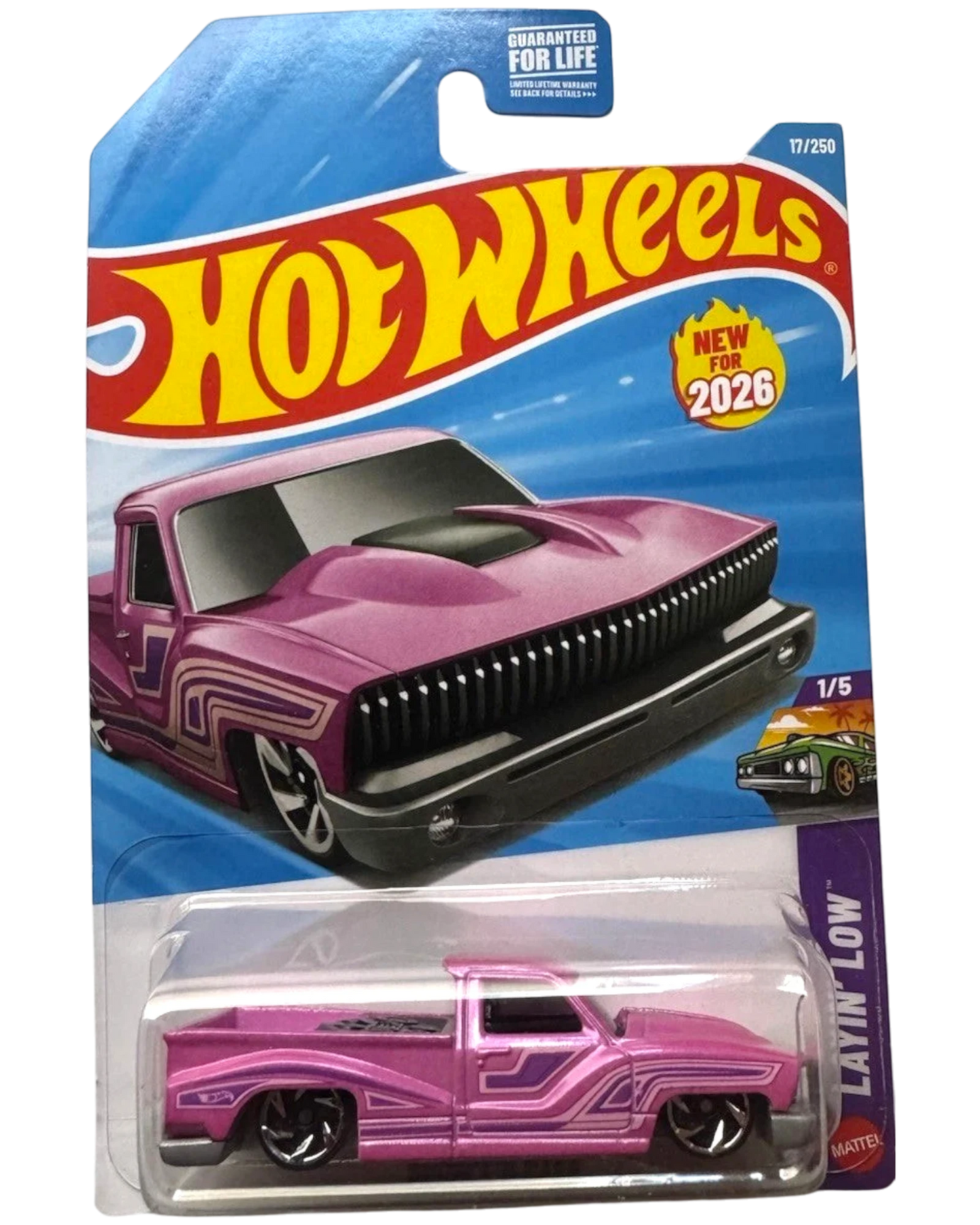 More Than Diecast Hot Wheels Bounce'N Bass pink lowrider van in 2026 Layin' Low packaging