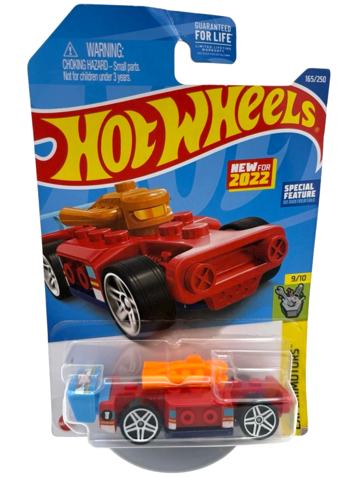 More Than Diecast Hot Wheels Bricking Speed 1:64 scale red and orange brick-inspired toy car in original packaging.
