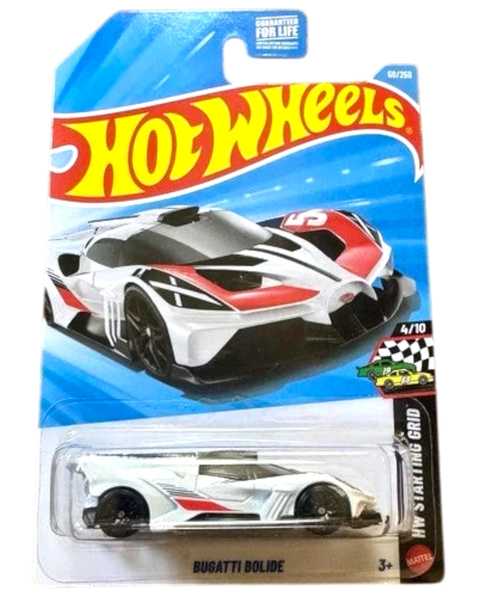 More Than Diecast Hot Wheels Bugatti Bolide white 1:64 scale die-cast car in original blister pack packaging