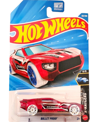 More Than Diecast Hot Wheels Bullet Proof red X-Raycers die-cast car with transparent body in original blister packaging
