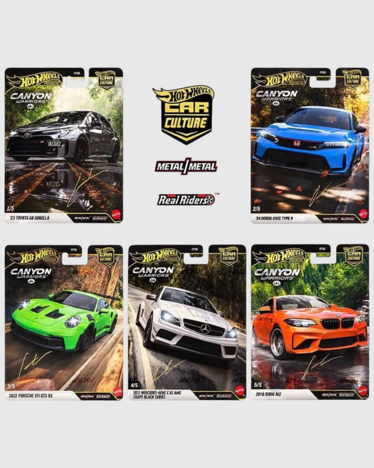 More Than Diecast Hot Wheels Car Culture Canyon Warriors 1:64 scale die-cast car collection set of five models.