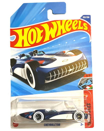 More Than Diecast Hot Wheels Treasure Hunt Chevroletor 1:64 scale die-cast car in blue and white on blister card