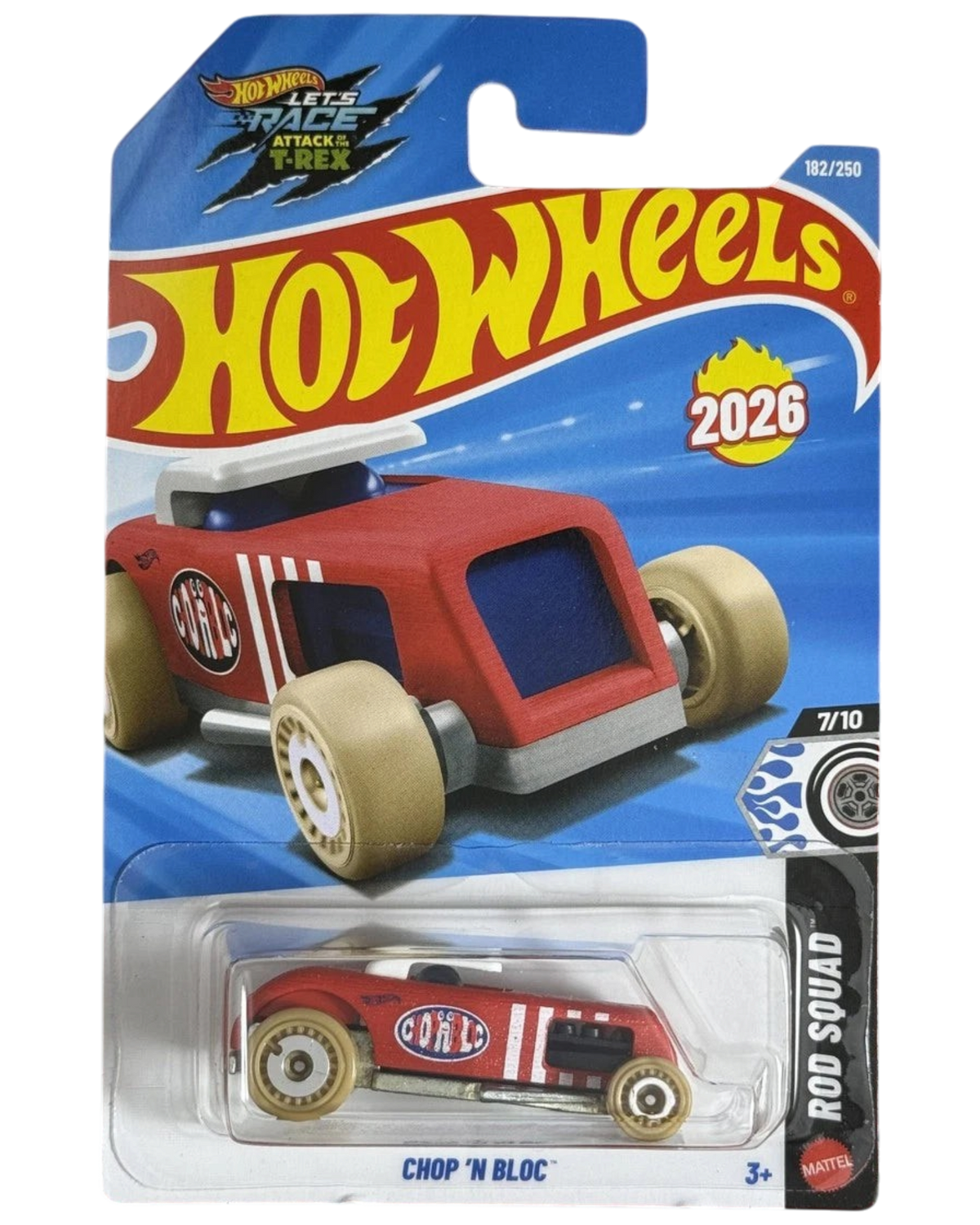 More Than Diecast Hot Wheels Chop 'N Bloc red die-cast car in 1:64 scale from the 2026 Rod Squad series