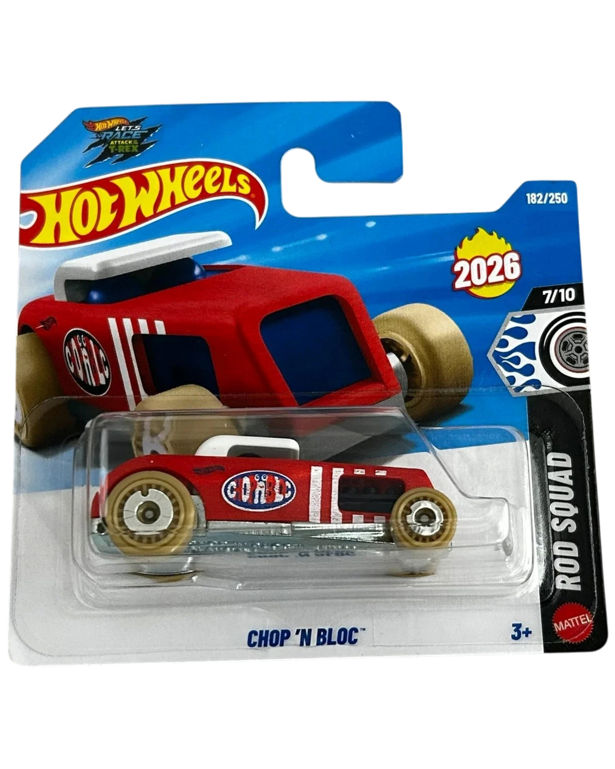 More Than Diecast Hot Wheels Chop 'N Bloc 1:64 scale red die-cast car from the 2026 Rod Squad series in short card