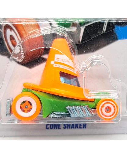 More Than Diecast Hot Wheels Cone Shaker orange traffic cone novelty car in 1:64 scale die-cast packaging
