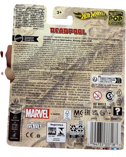 More Than Diecast Hot Wheels Marvel Deadpool Spider-Mobile Dead Buggy packaging back view with product information