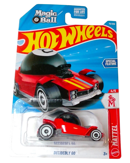 More Than Diecast Hot Wheels Decidedly Go Magic 8 Ball red toy car in original blister pack packaging