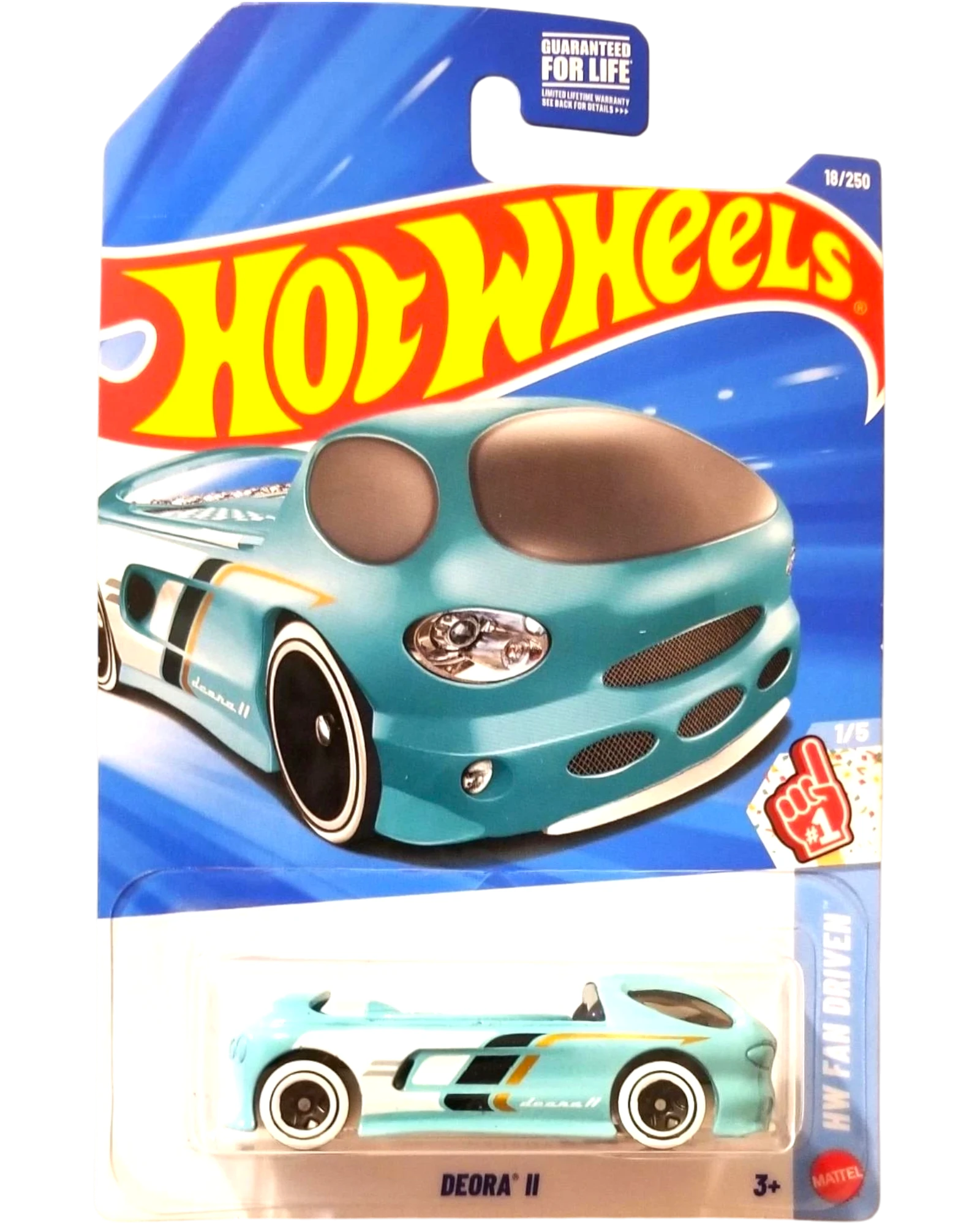 More Than Diecast Hot Wheels Deora II 1:64 scale die-cast surf truck in light blue on a HW Fan Driven blister card.