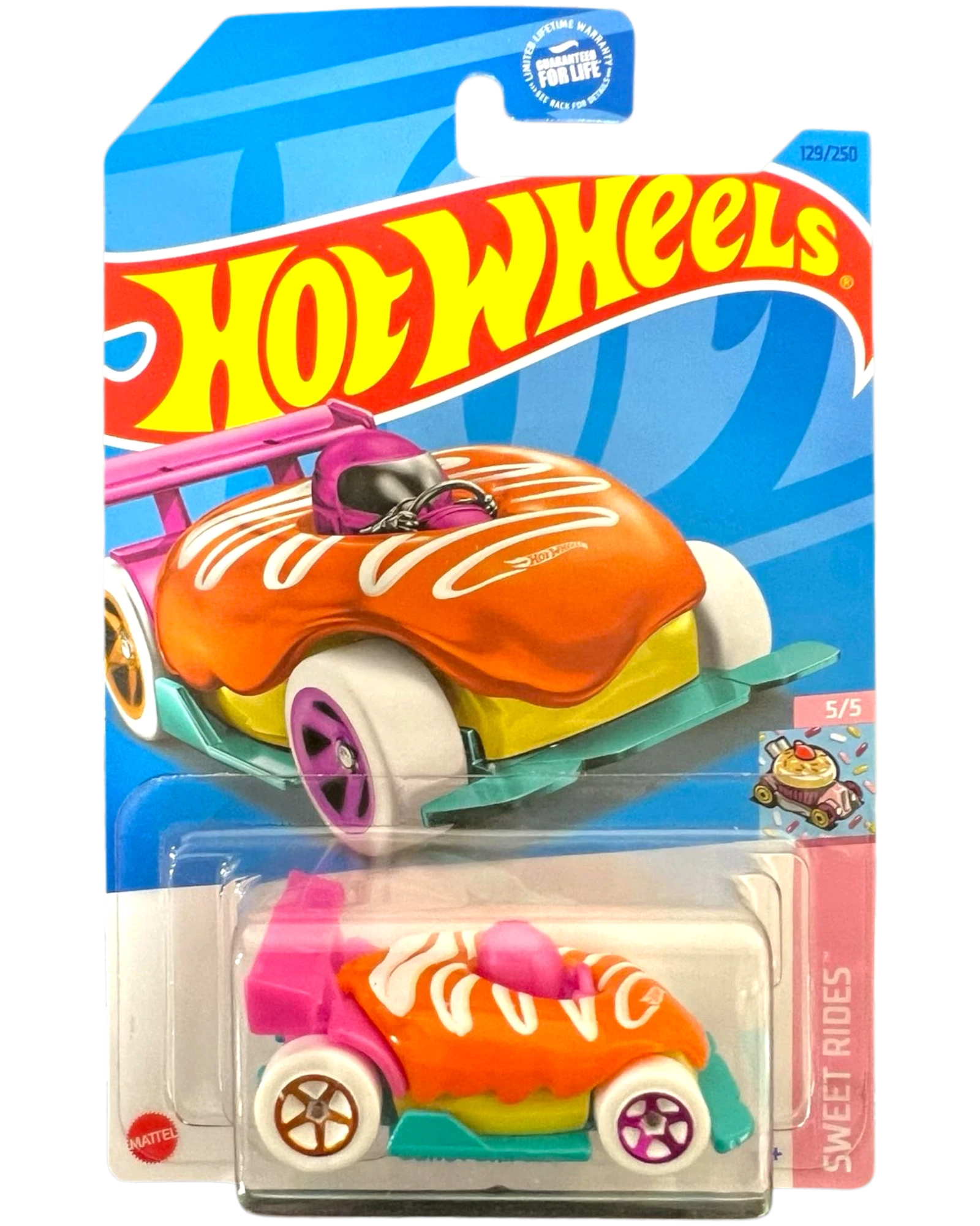 More Than Diecast Hot Wheels Donut Drifter Treasure Hunt die-cast car in orange and pink donut-themed packaging