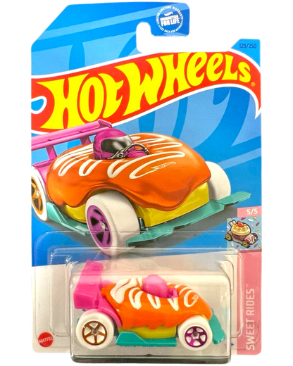 More Than Diecast Hot Wheels Donut Drifter Treasure Hunt die-cast car in orange and pink donut-themed packaging