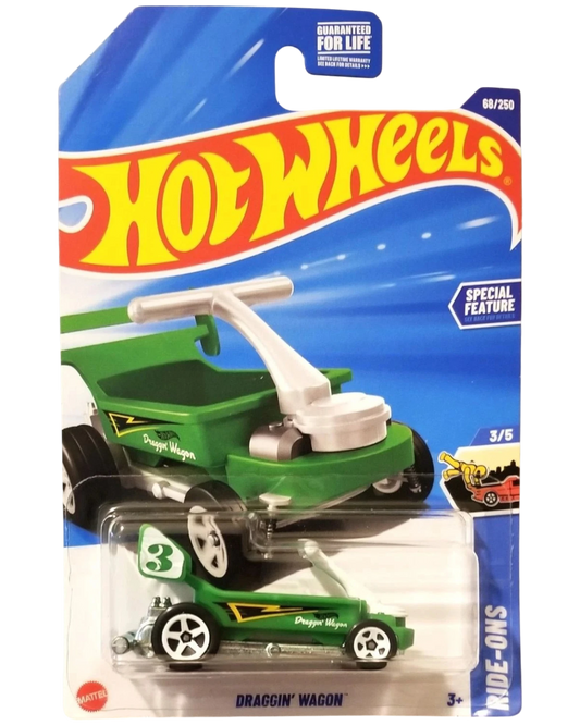 More Than Diecast Hot Wheels Draggin' Wagon green die-cast toy car in original blister packaging