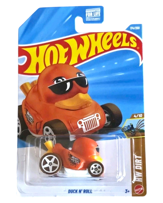 More Than Diecast Hot Wheels Duck N' Roll orange rubber duck toy car in original blister pack packaging