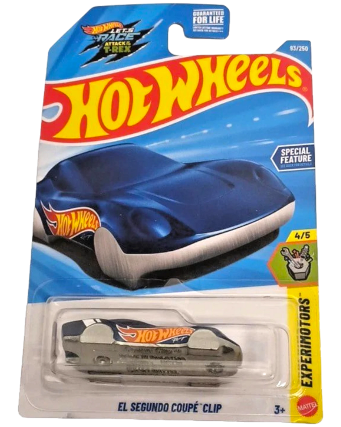 More Than Diecast Hot Wheels El Segundo Coupe Clip in blue, a 1:64 scale die-cast car from the Experimotors series.