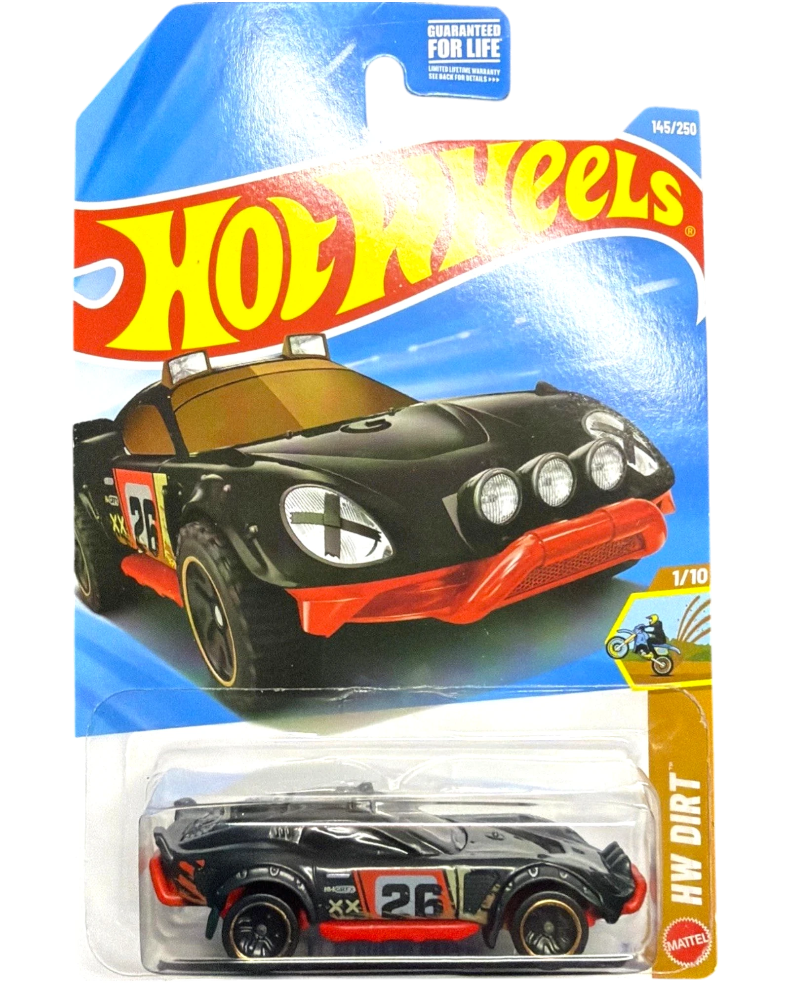 More Than Diecast Hot Wheels El Segundo Rallye toy car, black with red accents and number 26. Designed for dirt racing.