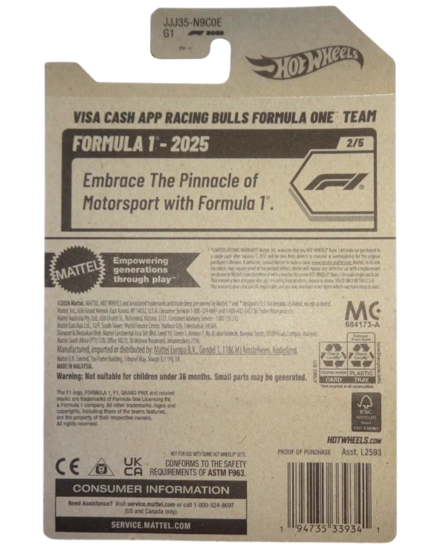 More Than Diecast Hot Wheels 2026 Formula One F1 Visa Cash App Racing Bulls 2/5 card
