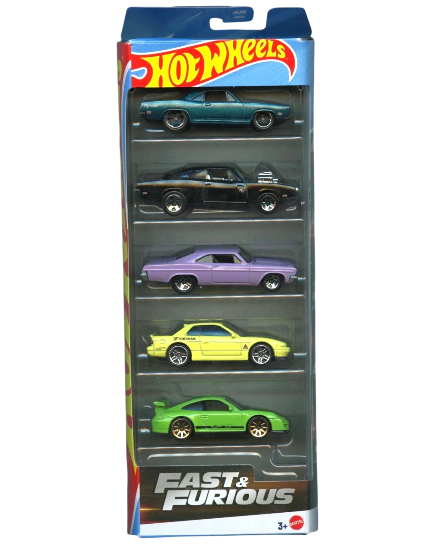 More Than Diecast Hot Wheels Fast & Furious 5-pack featuring five 1:64 scale collectible toy cars in various colors.