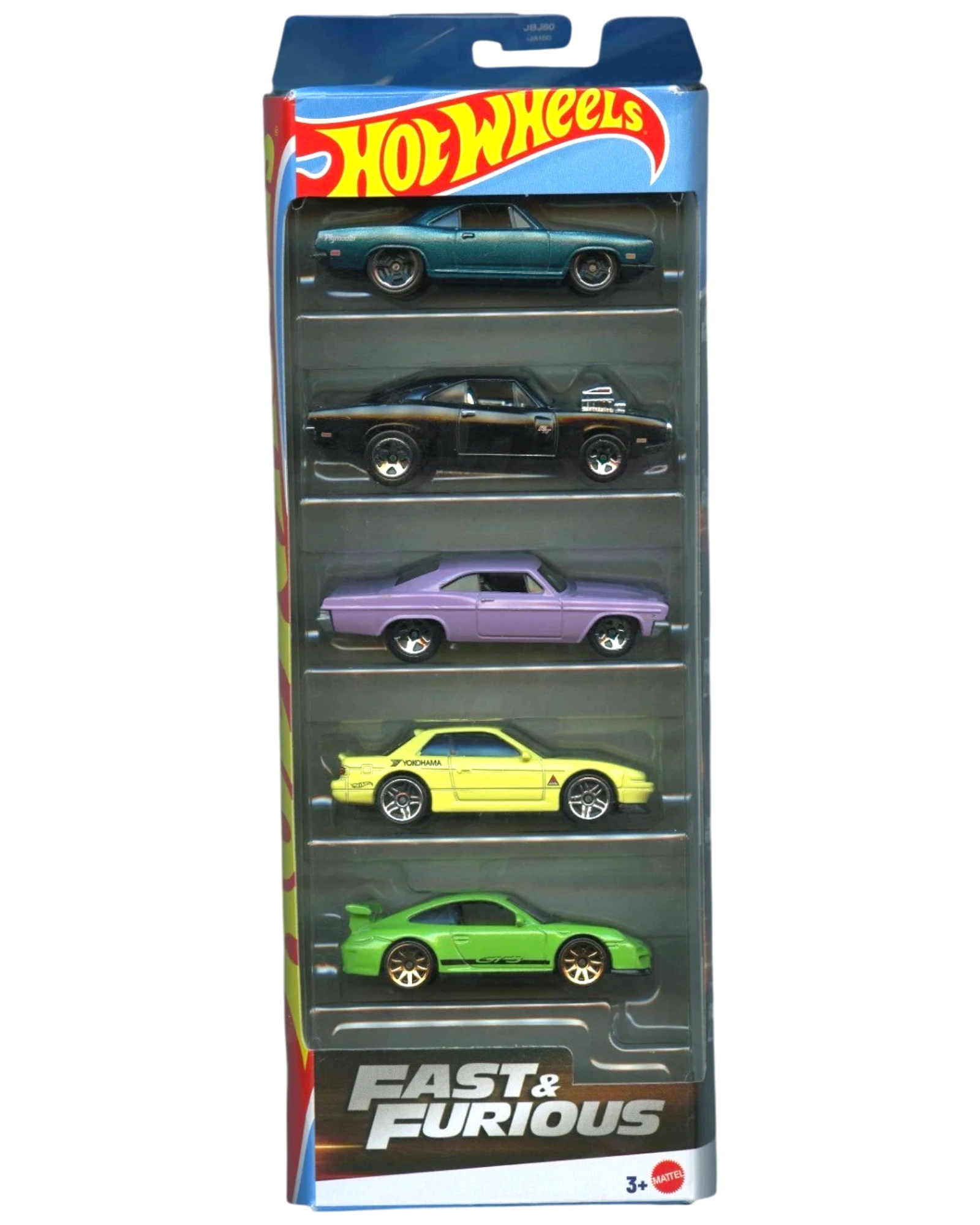 More Than Diecast Hot Wheels Fast & Furious 5-pack featuring five 1:64 scale collectible toy cars in various colors.