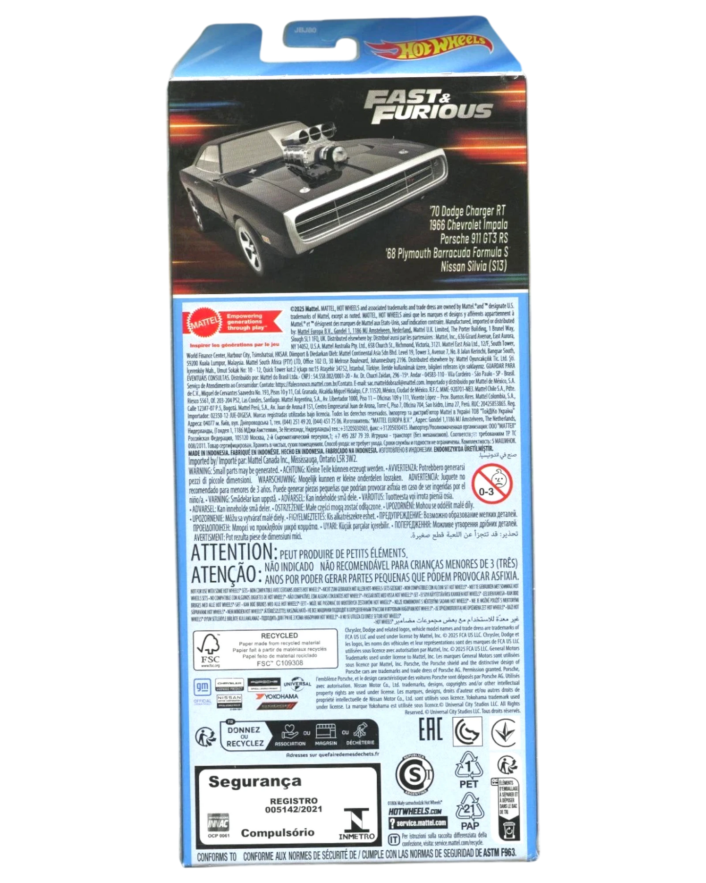 More Than Diecast Hot Wheels Fast & Furious 5-pack diecast car collection packaging back view