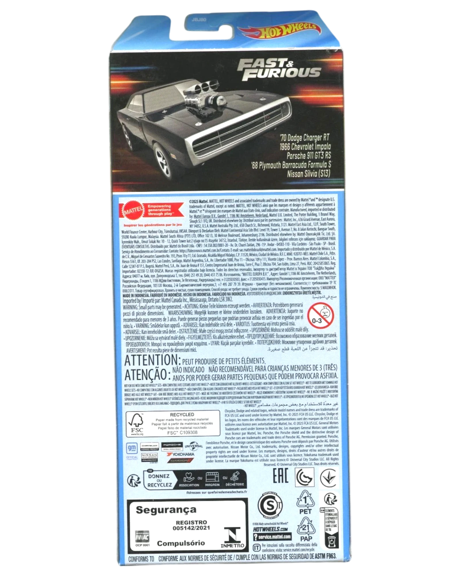 More Than Diecast Hot Wheels Fast & Furious 5-pack diecast car collection packaging back view