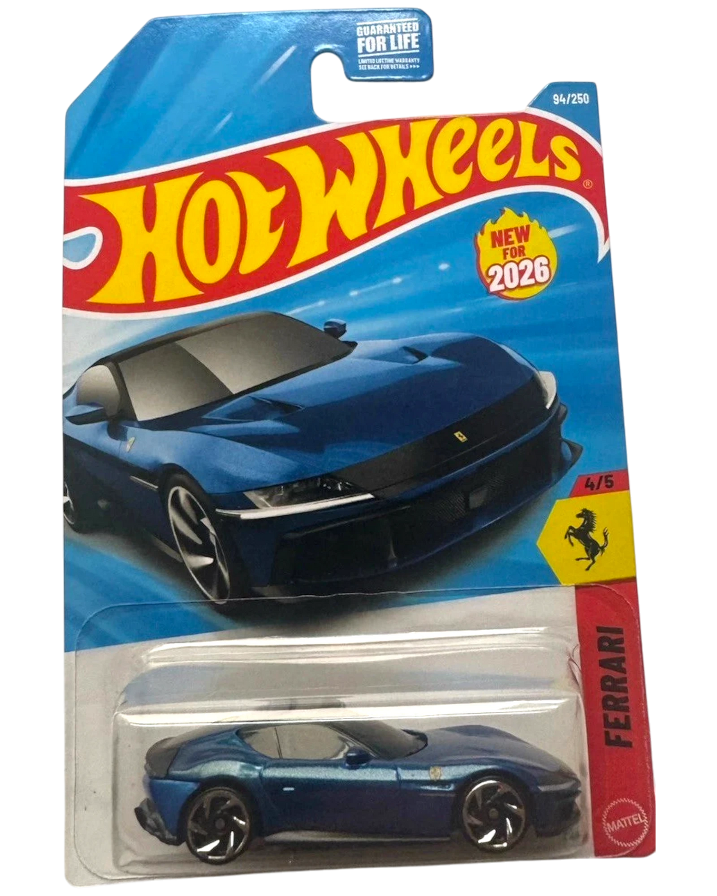 More Than Diecast Hot Wheels 2026 Ferrari 12Cilindri blue die-cast car in original blister pack packaging
