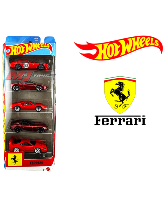 More Than Diecast Hot Wheels 1:64 Ferrari 5 pack featuring 365 GTB4-C, SF90 Stradale, Dino 206 GT, 12 Cilindri, F40