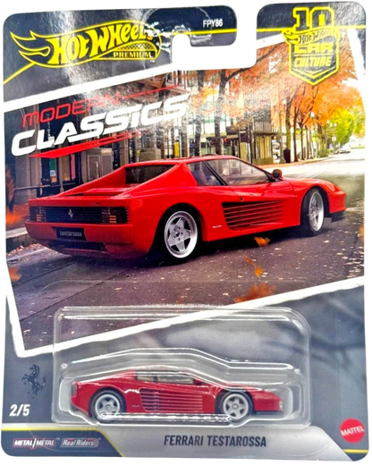 More Than Diecast Hot Wheels 2026 Ferrari Testarossa red diecast car, Modern Classics series.