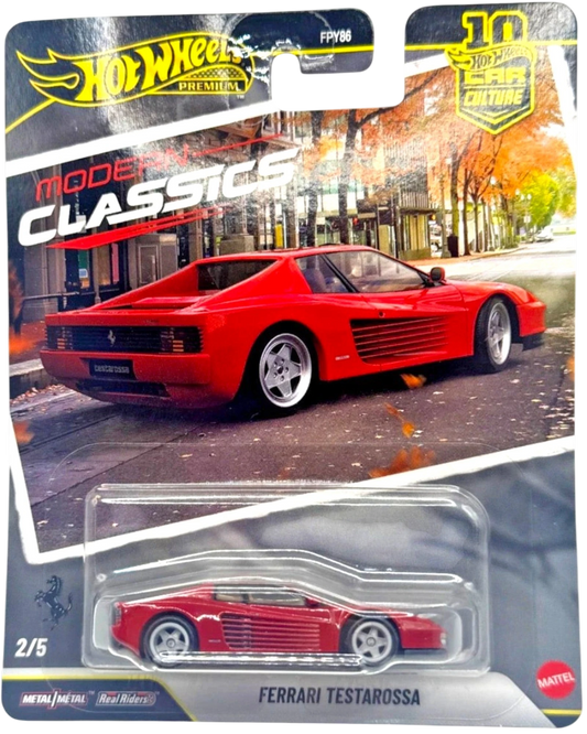 More Than Diecast Hot Wheels 2026 Ferrari Testarossa red diecast car, Modern Classics series.