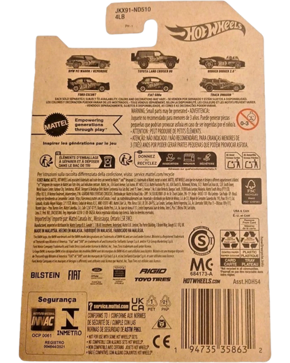 More Than Diecast 2026 Hot Wheels Fiat 500e 58th Anniversary blue and gold toy car packaging