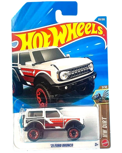 More Than Diecast Hot Wheels 2021 Ford Bronco white die-cast car in original blister pack packaging