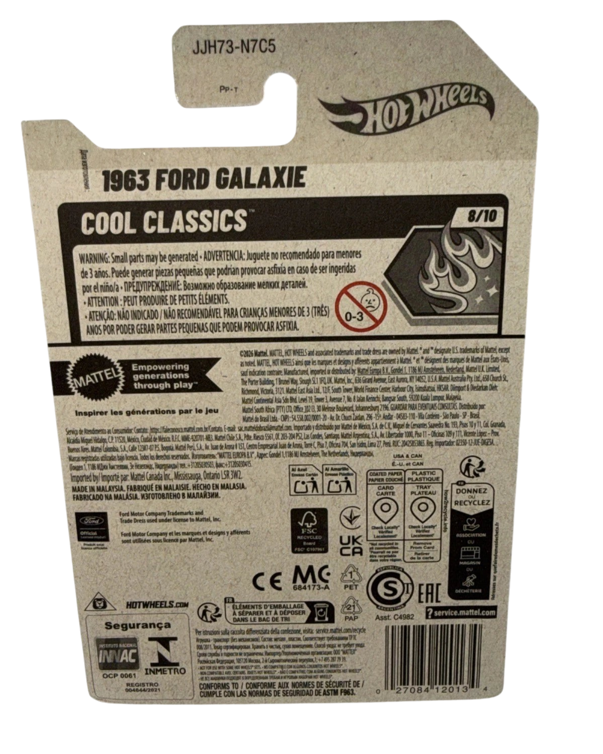 More Than Diecast Hot Wheels 2026 1963 Ford Galaxie Cool Classics packaging back view with product details