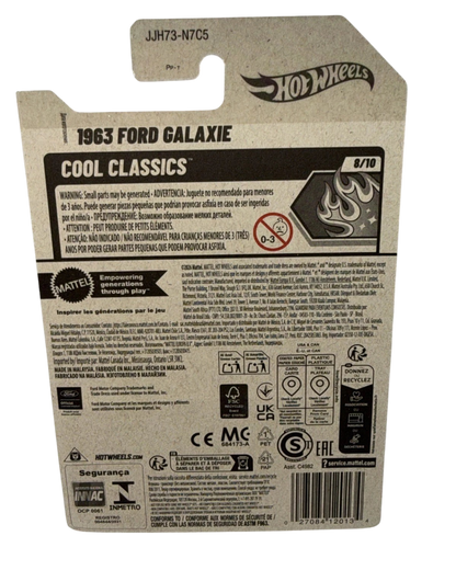 More Than Diecast Hot Wheels 2026 1963 Ford Galaxie Cool Classics packaging back view with product details