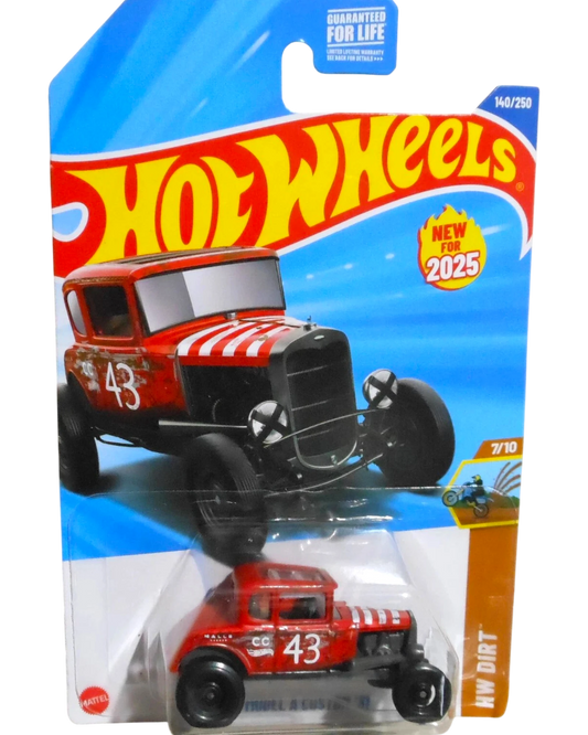 More Than Diecast Hot Wheels HW Dirt Series '31 Ford Model A Custom in red with number 43 racing livery