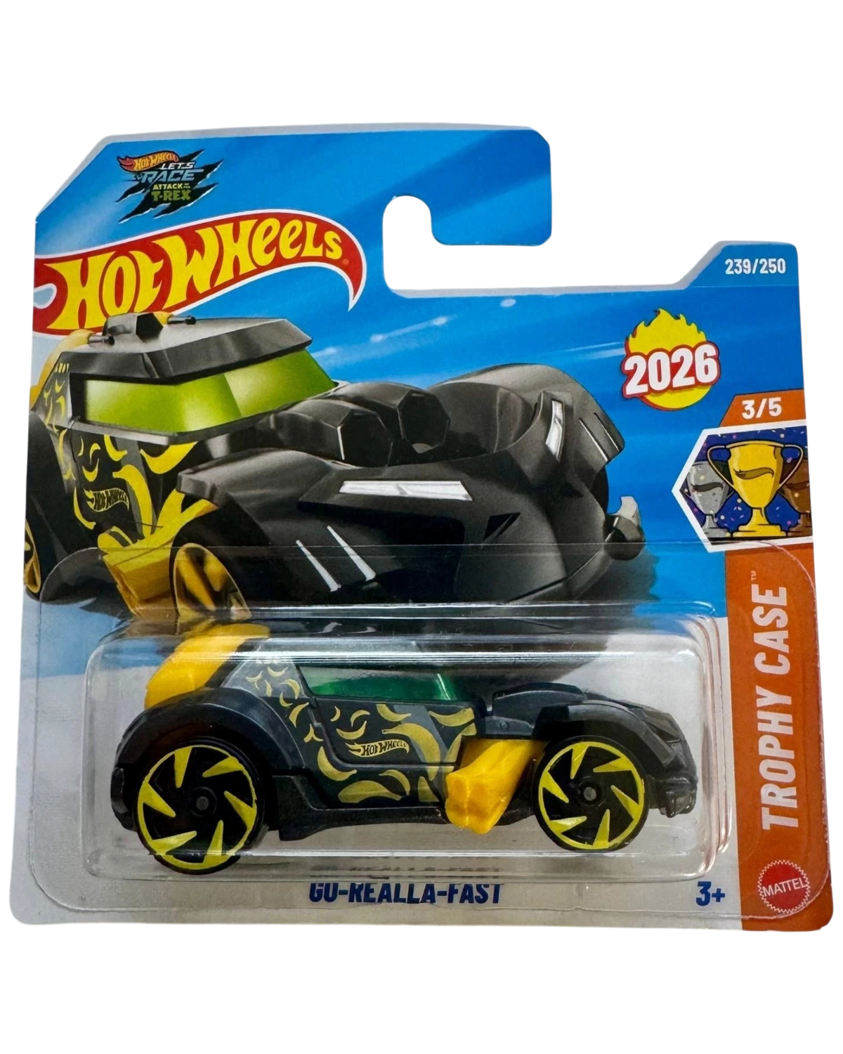 More Than Diecast Hot Wheels Go-Realla-Fast die-cast car in black and yellow with short card packaging
