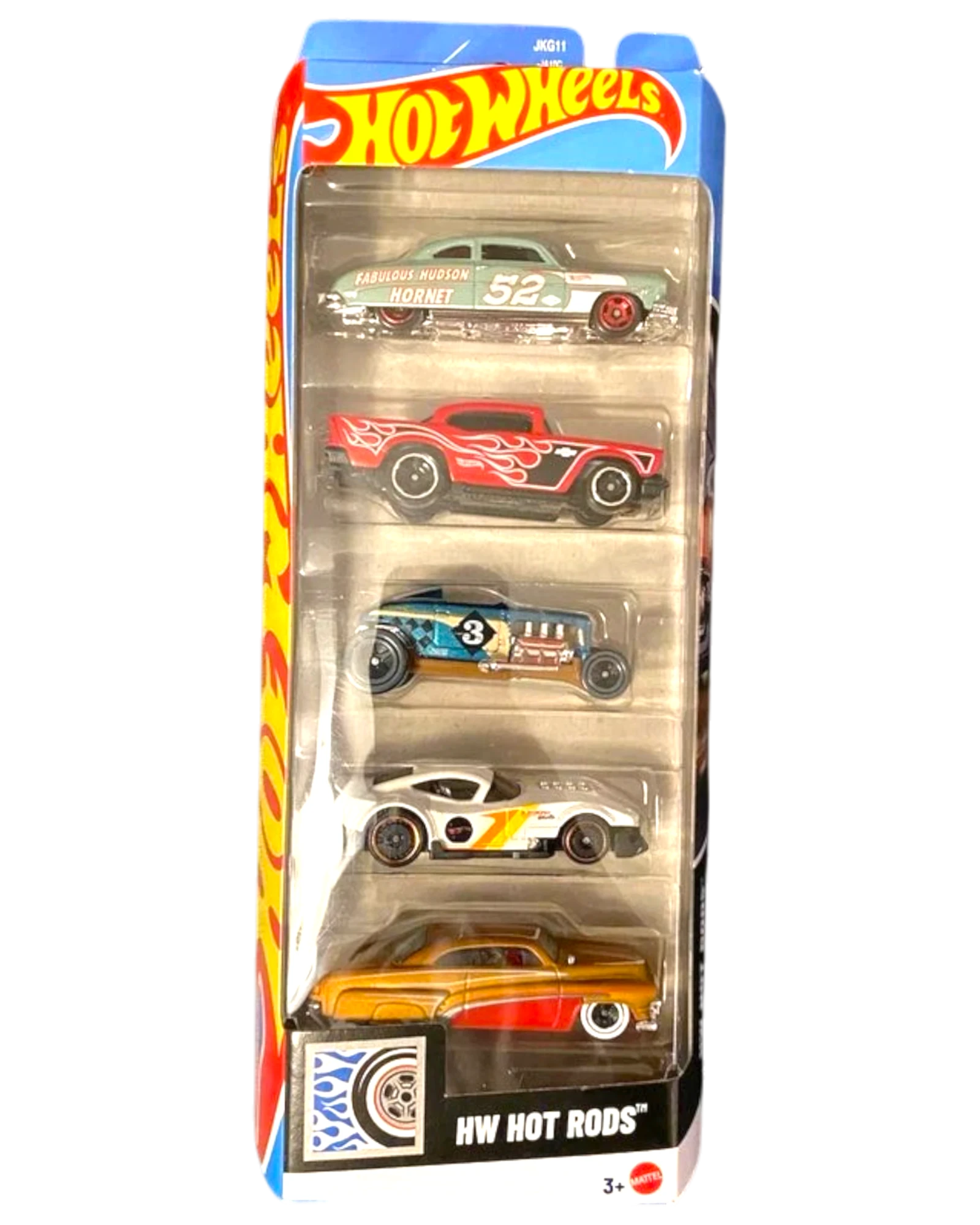 More Than Diecast Hot Wheels HW Hot Rods 5-pack featuring assorted multicolor 1:64 scale diecast model cars in packaging